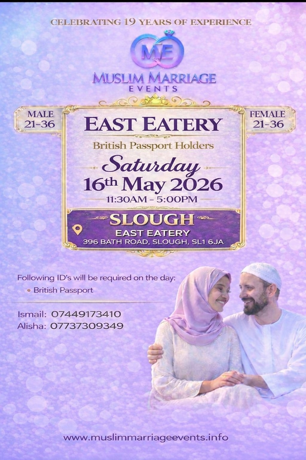 Muslim Marriage Events Slough - 21-36 Year Old's at East Eatery, 396 Bath Road, Slough, Berkshire, SL1 6JA