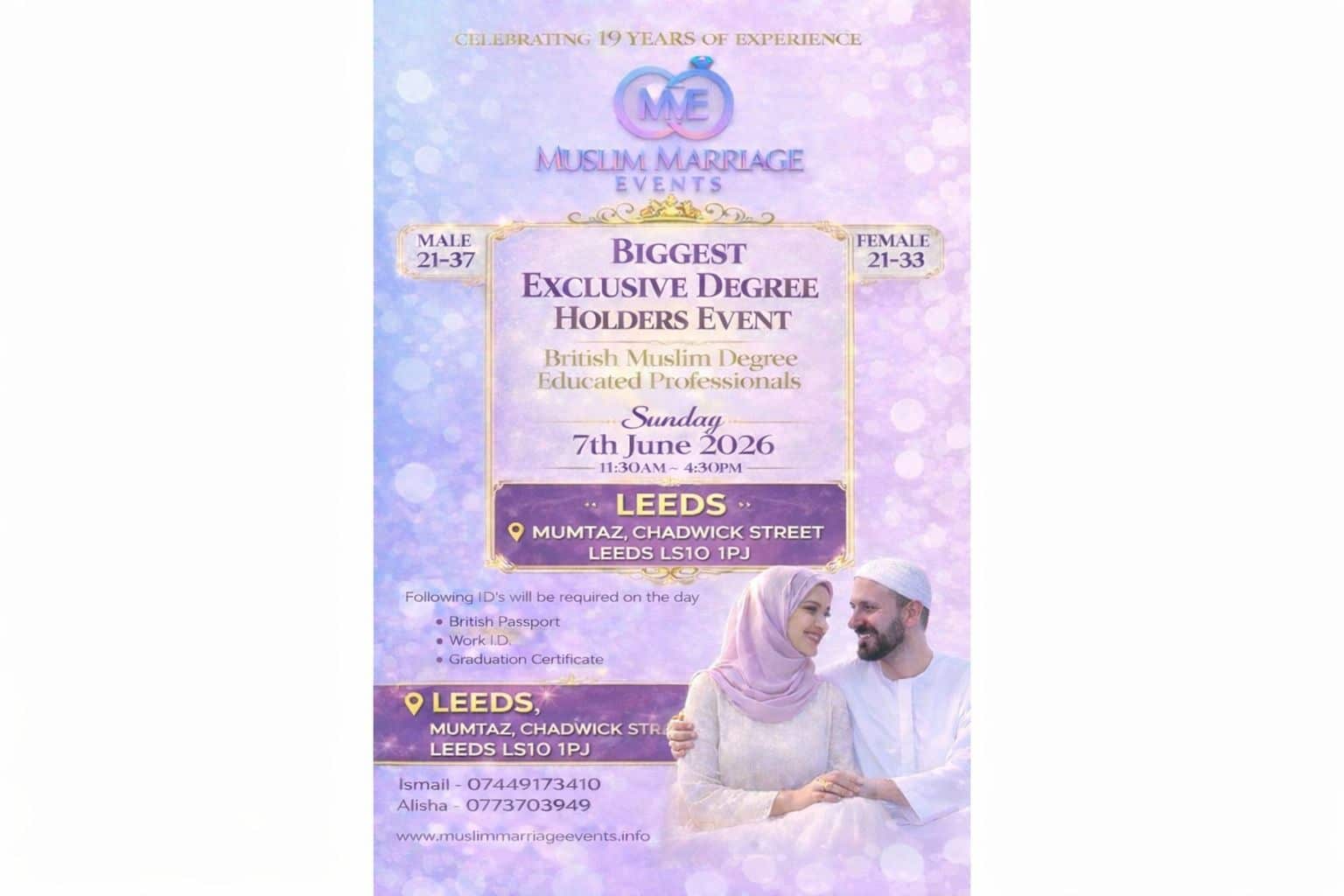 Muslim Marriage Events Leeds - Degree Educated Professionals Muslim Marriage Events, Leeds Restaurant, Chadwick Street, Leeds, LS10 1PJ