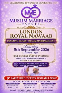 Muslim Marriage Events London - Saturday 5th September 2026 at Royal Nawaab, Hoover Building 7, Western Avenue, Perivale, London, UB6 8DB