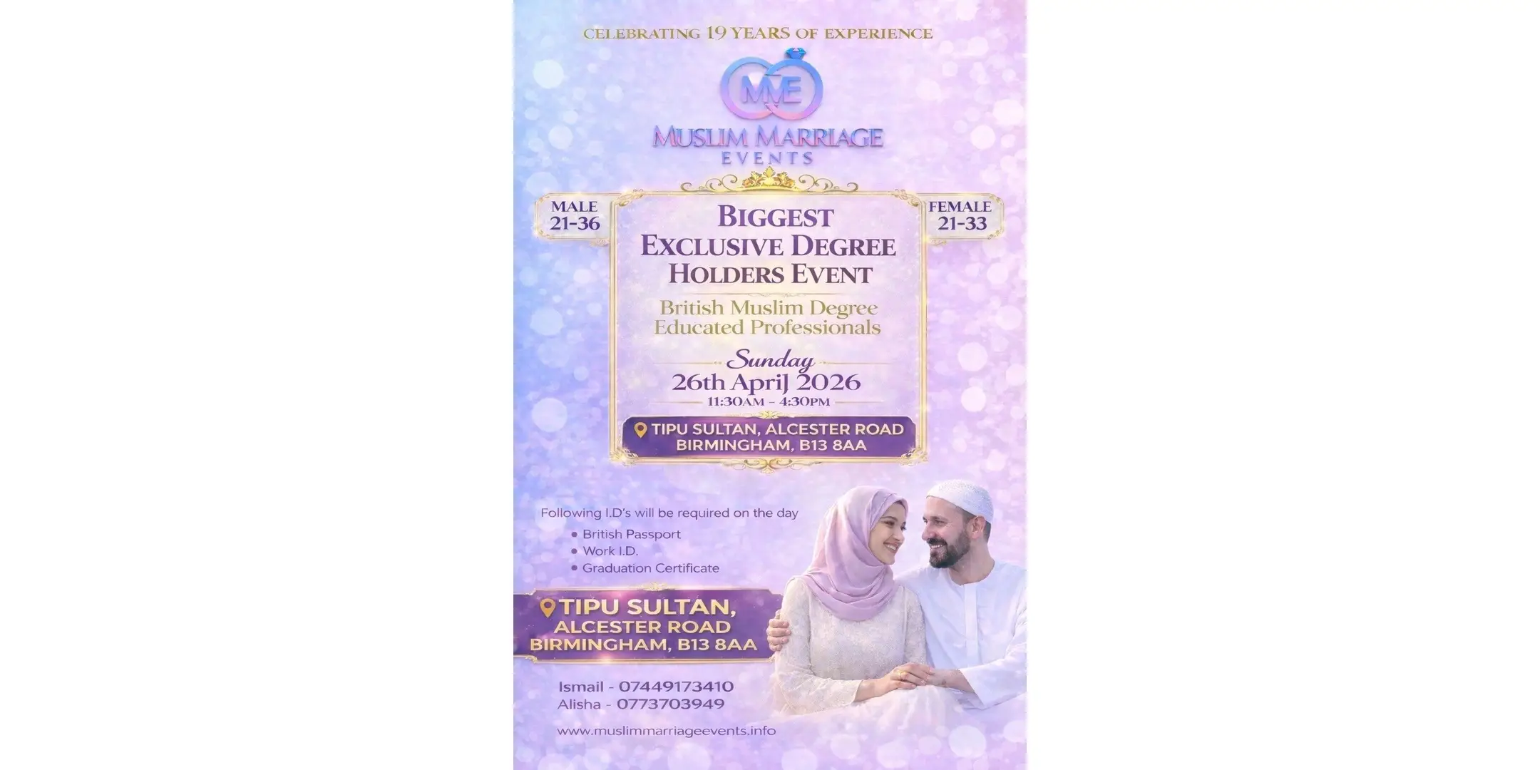 Muslim Marriage Events Birmingham - Exclusive Degree Educated Professionals Event, Sunday 26th April 2026 at Tipu Sultan, 43 Alcester Road, Moseley, Birmingham, B13 8AA