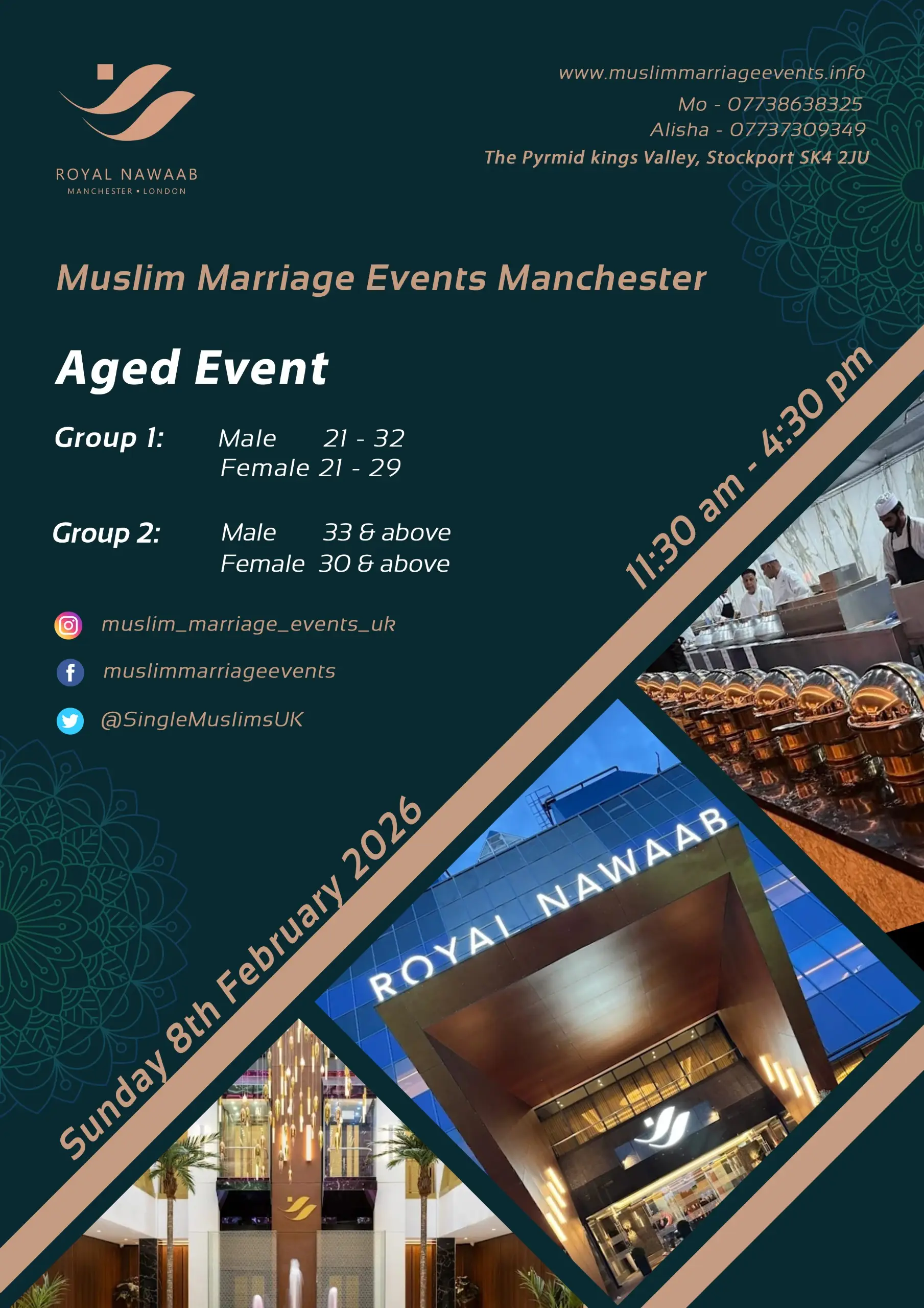 Muslim Marriage Event Manchester - 2 Age Groups on Sunday 8th February 2026 at Royal Nawaab Pyramid, The Pyramid Building, The Valley of Kings, Stockport, SK4 2JZ
